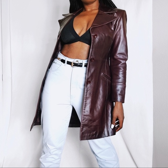 bebe Jackets & Blazers - 100% Leather Maroon Jacket by Bebe